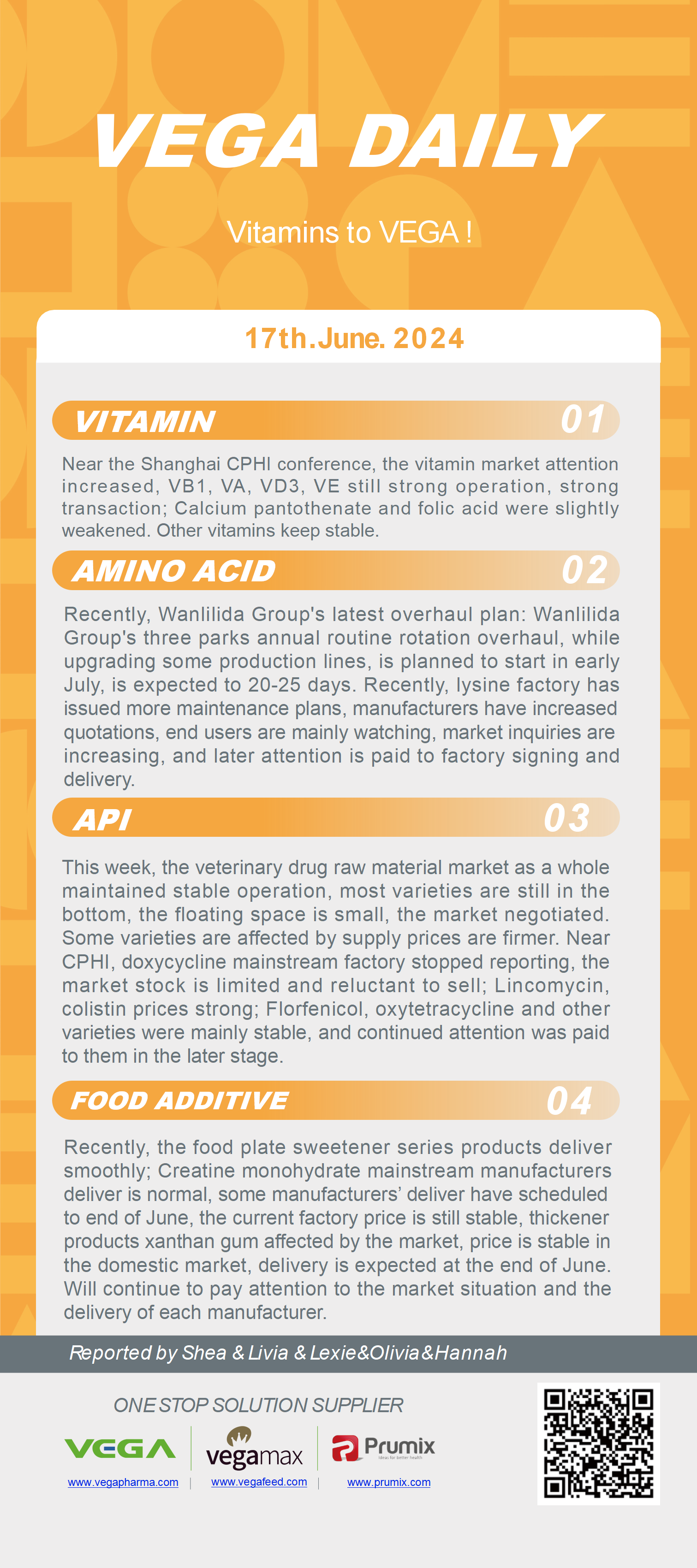 Vega Daily Dated on Jun 17th 2024 Vitamin Amino Acid APl Food Additives.png